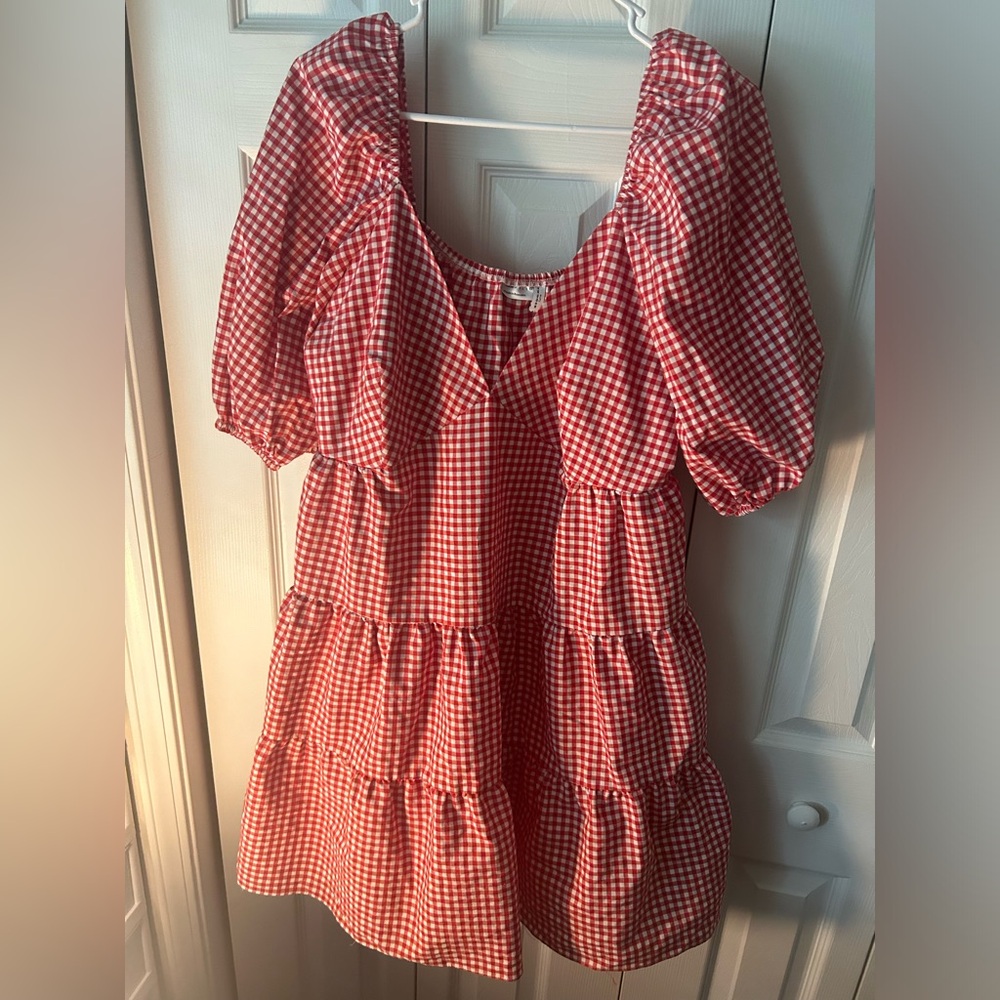 ASOS Design Red and White Checkered Gingham Dress 14